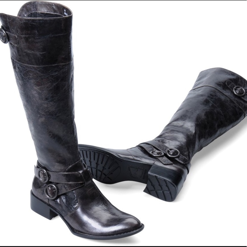 Born Lira knee high riding boot black leather sz 8